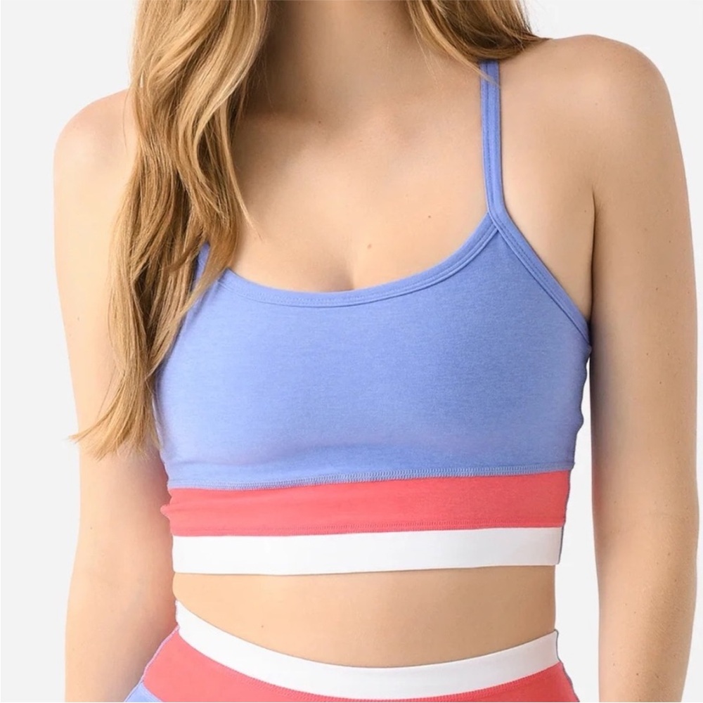 Beyond Yoga Spacedye Horizon Colorblock High Cropped Tank L Periwinkle Cloud. S6 - Picture 3 of 6
